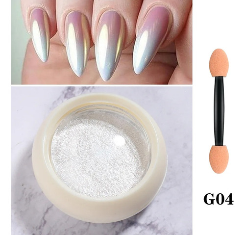 Polvo Efecto Aurora Tendencia Uñas Decoración Nails