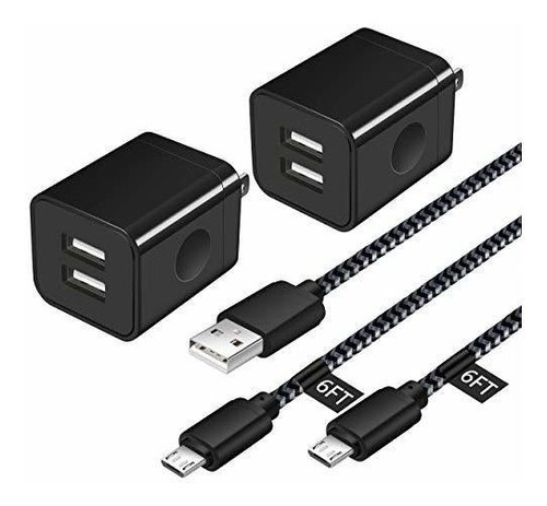 Cable Cargador Para Android, Cable Micro Usb [2 Unidades/6 P