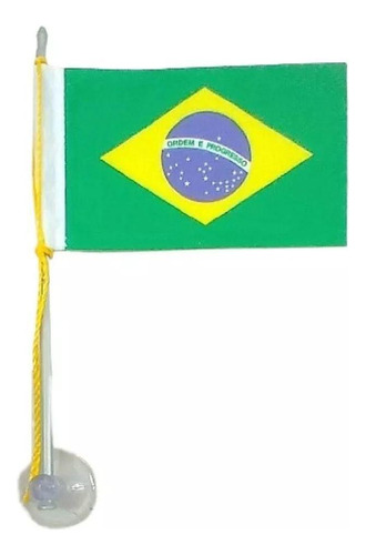Mini Bandeira Do Brasil Com Ventosa - Poliéster (5,5x8,5cm)