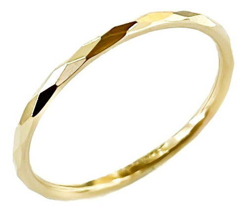 Anillo Delgado Oro 10k Diamantado Mujer