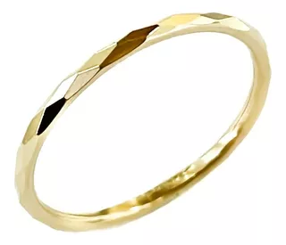 Anillo Delgado Oro 10k Diamantado Mujer