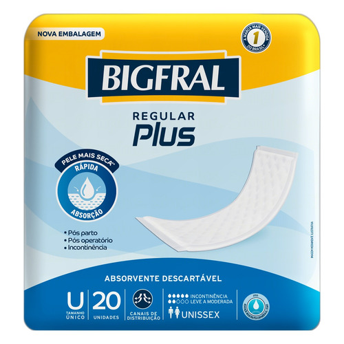 Absorvente Incontinência Urinária Bigfral 3 em 1 20 Unidades