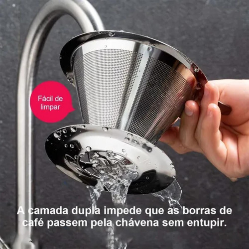 Coador De Café De Aço Inoxidável Para Despejar, Sem