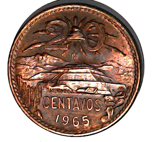 Moneda Cobre 20 Centavos Pirámide 1965 Poco Brillo L1h12r3c4
