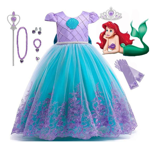 Disfraz De Princesa Sirena Ariel Para Niñas, Disfraz Para Ni
