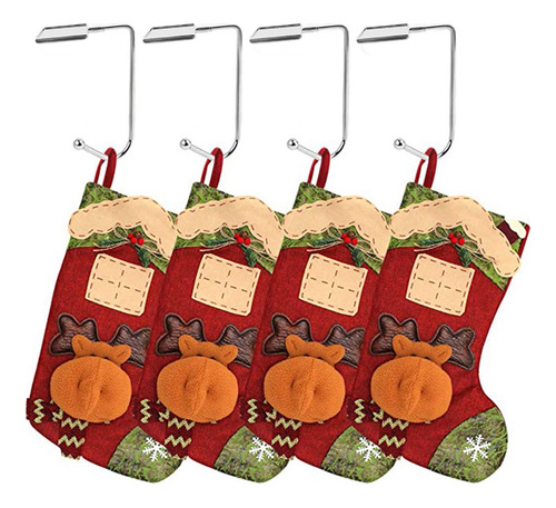 Decoración Navideña Con 4 Soportes Para Calcetines, Ganchos