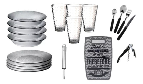 Set De Vajilla Completa 4 Personas Plato Vaso Cubierto 31pza