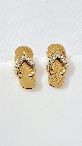 Aretes Huarache Oro Lam Y Brillantes