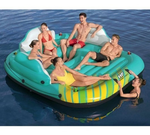 Bestway Salvavidas Isla Inflable Flotador Lounge Con Techo Turquesa-amarillo