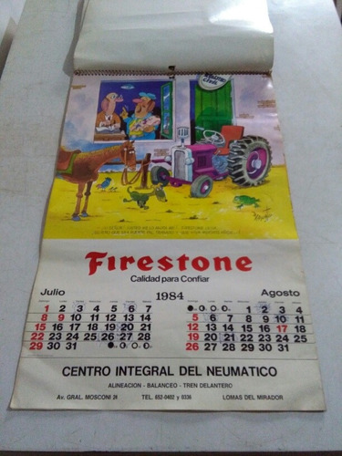 Antiguo Calendario Firestone Almanaque 1984neumático Basurto