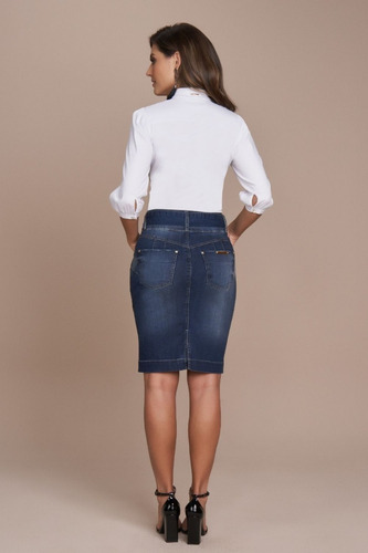 Imagem 4 de 7 de Saia Tradicional Push Up Jeans 62cm Titanium - Tt25410