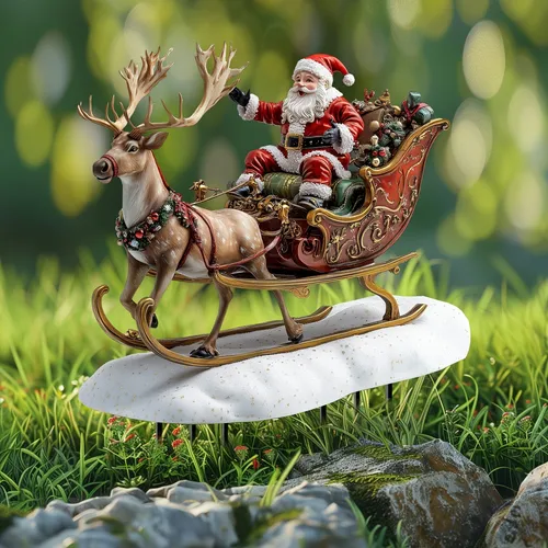 El Jardín De Papá Noel Montado En Un Reno, Regalo, Pile Gro