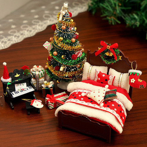 [ Kit De Casa De Muñecas En Miniatura Navideña For