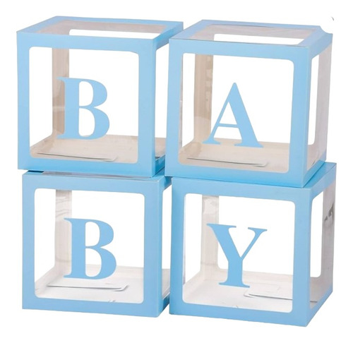 Cajas Para Globos Decoracion Cubo Baby Shower X4 Unidades