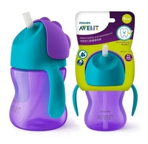 Imagen 6 de 8 de Vaso Antiderrame Pajita 200ml +9m Avent Straw Cup Maternelle