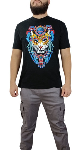 Playera  Para Hombre Jaguar Guerrero Fosforescente