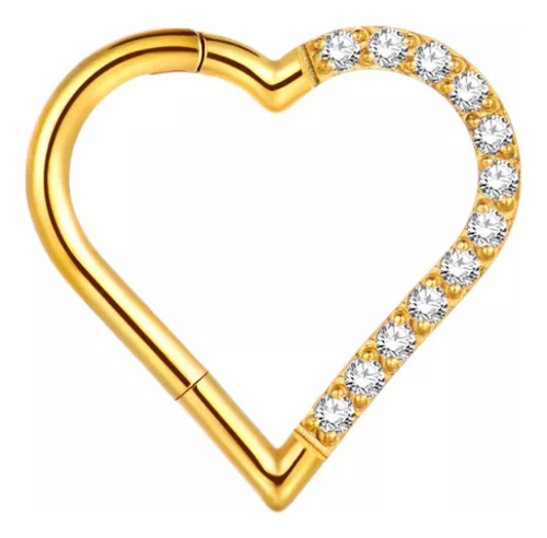 Piercing Clicker Daith Titanio Argolla Corazón Zirconias