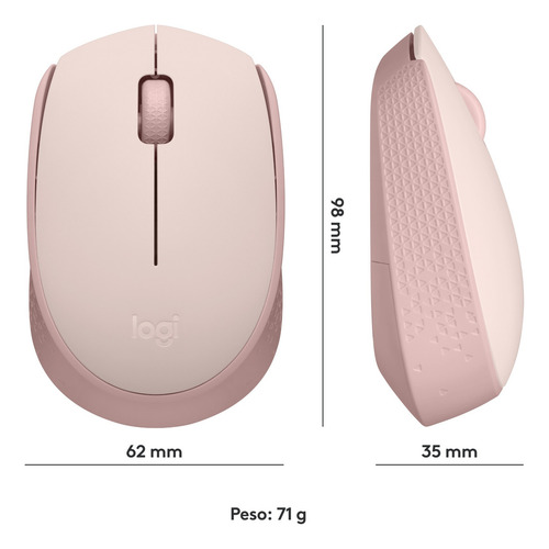 Mouse Óptico Inalámbrico Usb Logitech M170 Pequeño Rosa
