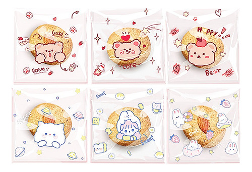 Bolsas De Celofán Kawaii Para Galleta Dulce Fiesta 10x10cm