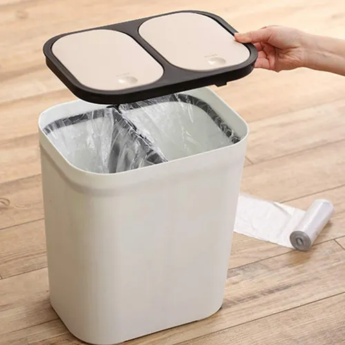 Cubo De Basura De Doble Compartimento Tapa Cubo De Reci...
