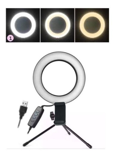 Iluminador Ring Light Portátil 16 Cm Led Mini Tripe