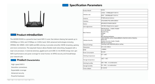 Ax3000 Wireless Dual Band Router