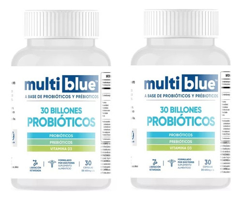 Multiblue 2 Pack 30 Billones Probioticos 30 Capsulas C/u Sabor Sin Sabor