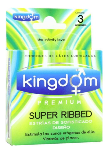 Kingdom Condones Premium Super Estriado 3 Unid