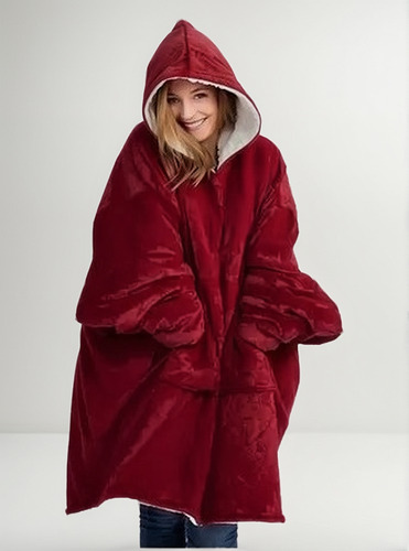 Maxi Poleron Sherpa Huggia Hoodie Bata Con Capucha Chiporro