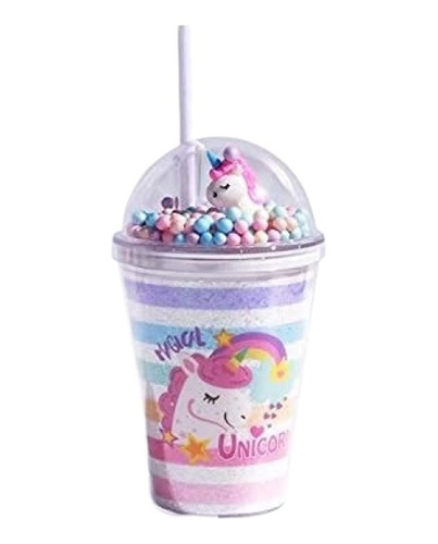 Set 10 Vasos Unicornio  Doble Pared Popote Regalo Eventos