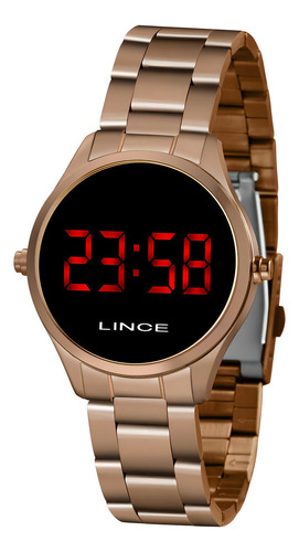 Relogio Lince Feminino Digital Led Mdr4618l Vxrx Rose Preto