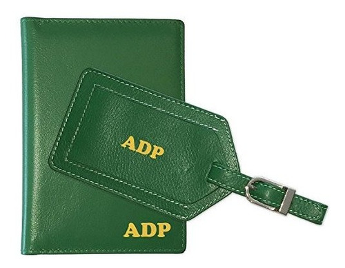 Cartera Para Pasaporte - Personalized Monogrammed Emerald Gr