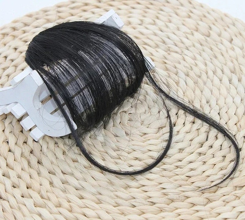 Flequillo Postizo Pelo Sintetico Natural Opaco Sutil Comodo Negro