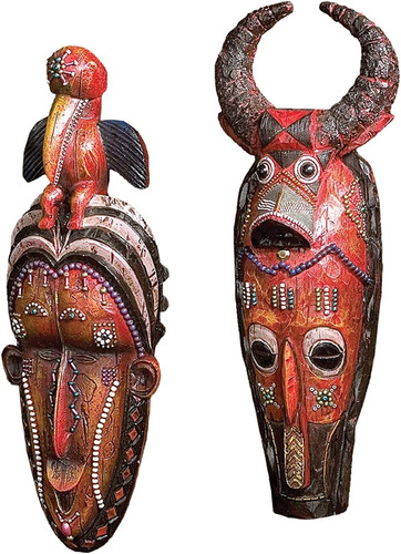Ql919717 Esculturas De Pared De Máscaras Del Congo, To...