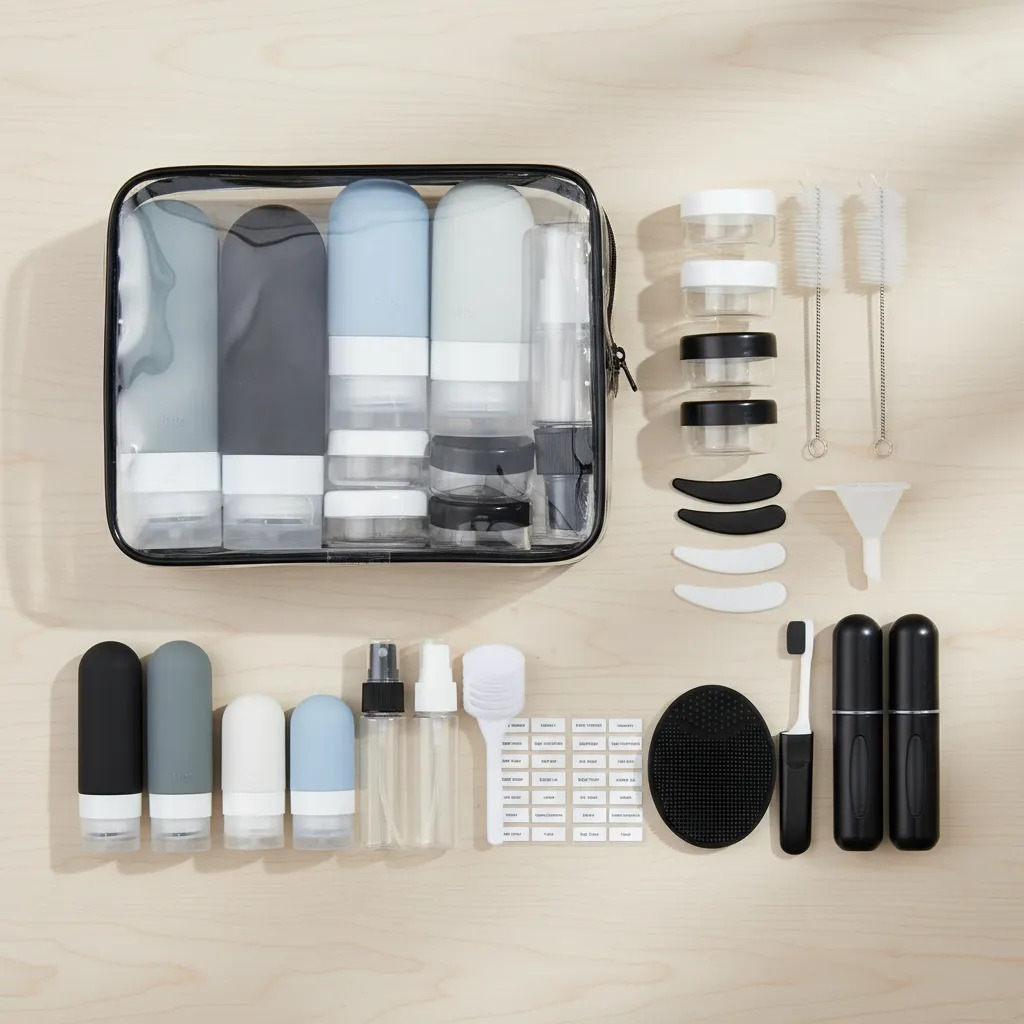 26pz Kit De Viaje De Botellas Recargable Portátiles Silicona