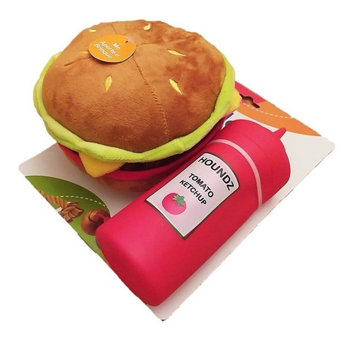 Brinquedo Pet Cachorros Lanche Hamburguer Pelúcia Sonoro