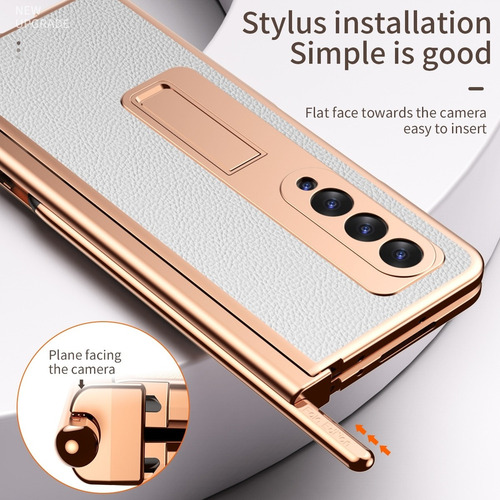 Compatible Carcasa Con Bisagras De Pu Con Textura De Litchi For Samsun