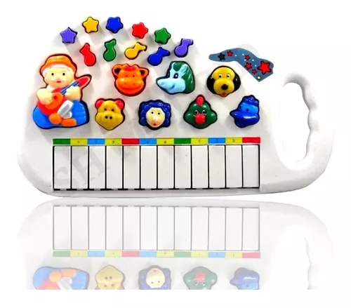 Brinquedo Infantil Pianinho Musical Fazendinha Musicas Sons de Animais luz  e alça Cor: Tambor Laranja no Shoptime