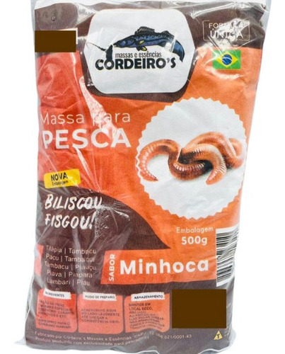 Massa De Pesca Tilápia Pacus Tambas 500gr Sabor Minhoca