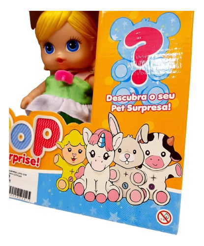 Boneca Pop Surprise Loira Com Pet Surpresa Cotiplás 2291