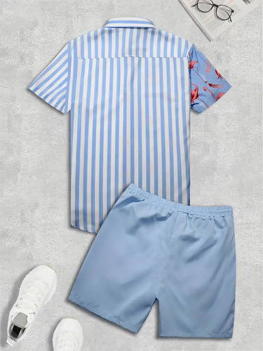 Conjunto De Camisa Casual Para Hombre, Estilo De Vacaciones