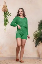 Comprar Set Conjunto Valeria Chompa Y Short Biker Hilo Arma Tu Look