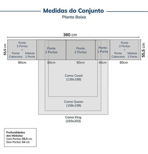 Guarda-roupa Modulado 11 Peças 13 Portas Com 2 Mesas De