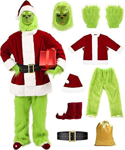 Disfraces De Halloween Para Adultos De Grinch, 7 Unidades