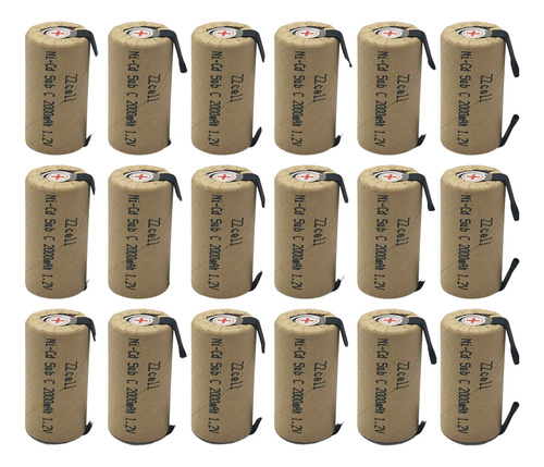 18 Baterias Zzcell Sub C Con Pestanas Recargables Para Herra