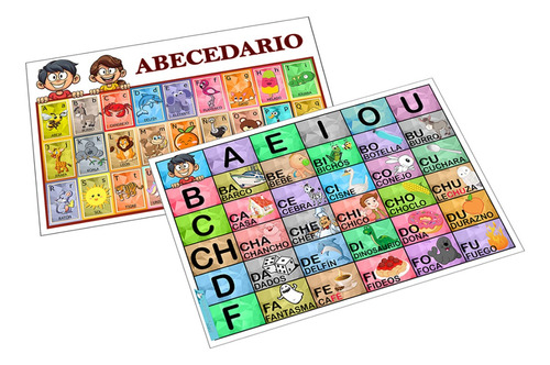 Silabario + Abecedario Tamaño A4 Completamente Ilustrado