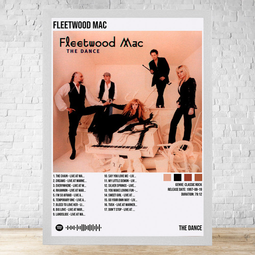 Cuadro Fleetwood Mac The Dance 30x40 Con Vidrio Y Marco C778 Blanco Clasico