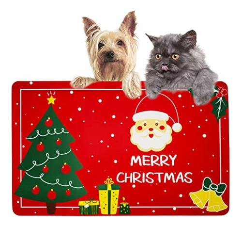 Vannon Christmas Dog Cat Food Mat, Dog Mat Para Comida Y Agu