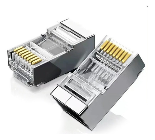 Conector Cat5e Rj45 Blindado Macho 10 Un Rede Gigalan