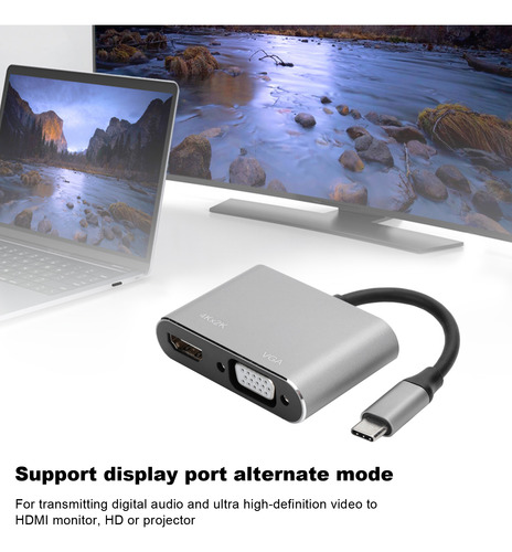 Adaptador Tipo C Hub A Vga Hdmi Dvi Displayport/3.1 Ethernet